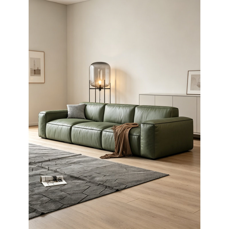Simple Green Artificial Leather Pine Frame Sofa