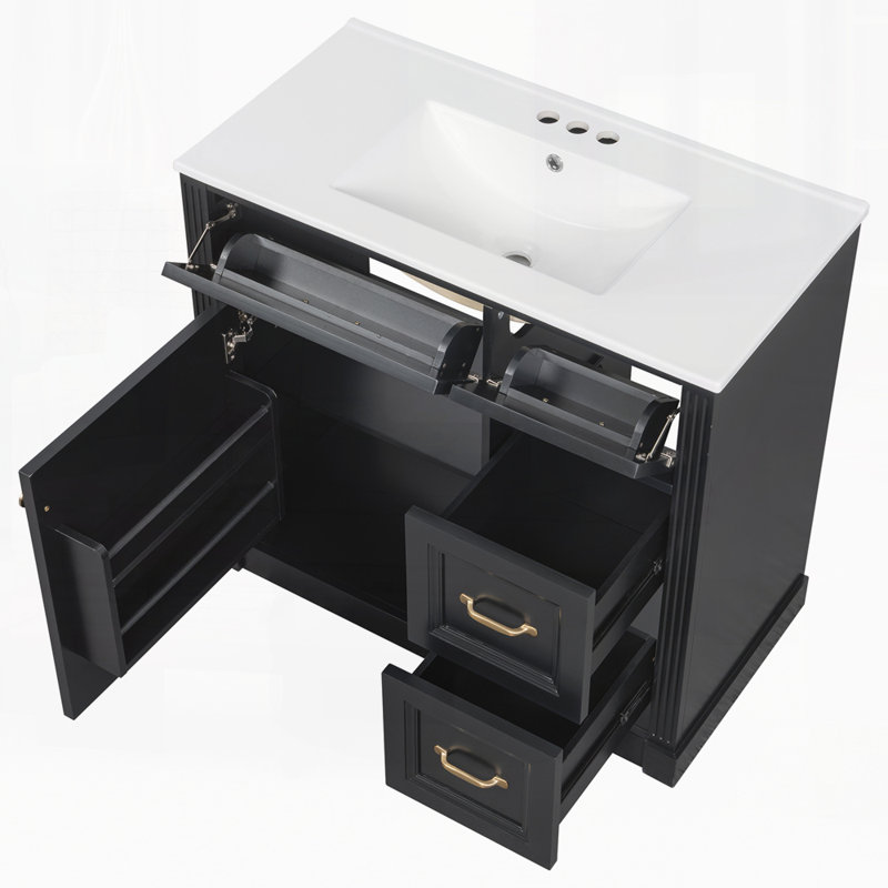 Meuble-lavabo 36 po avec lavabo, Noir