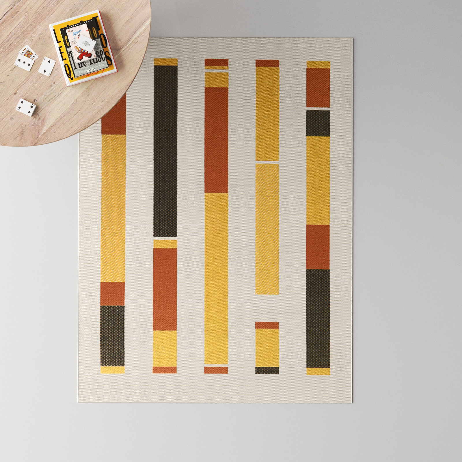 Kenno Yellow/Orange/Black Indoor/Outdoor Area Rug, Rectangle 7'10" x 10'