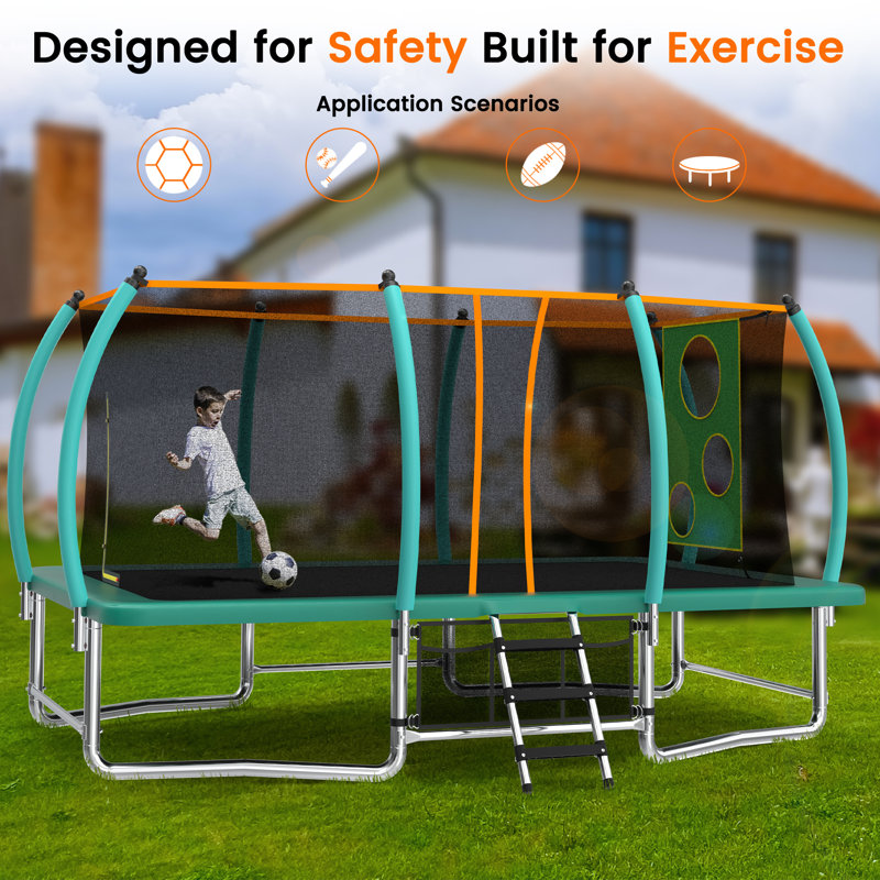 Long trampoline rectangulaire carré pour enfants adultes 8 x 14 pi