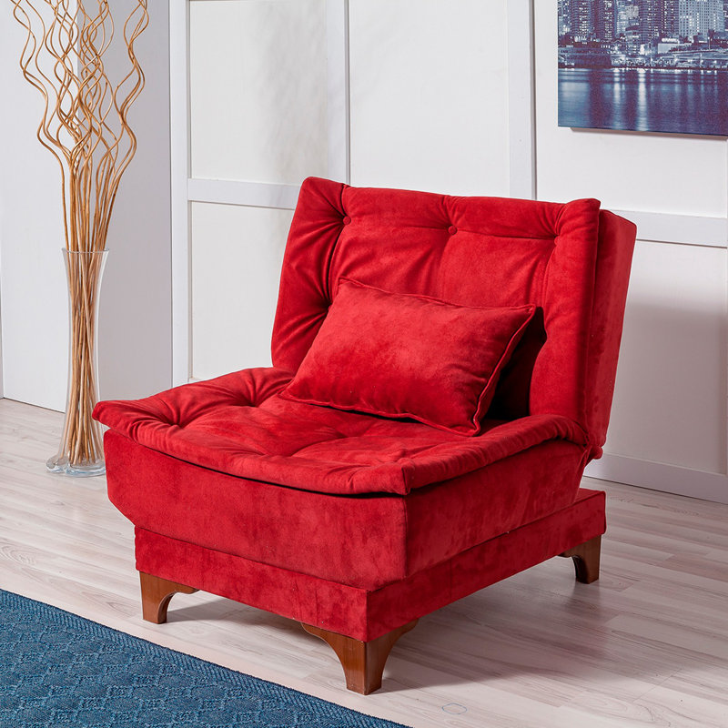 Fauteuil convertible capitonné l 29,53 po Crosland, Rouge Claret tricoté