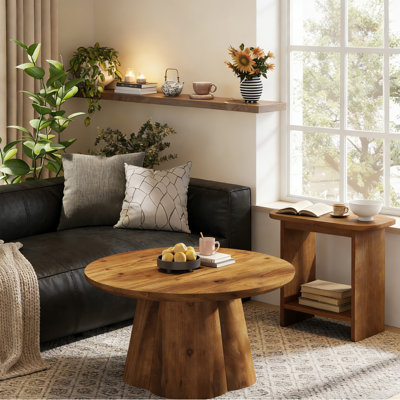 3 Pieces Living Room Table Set, Solid Wood