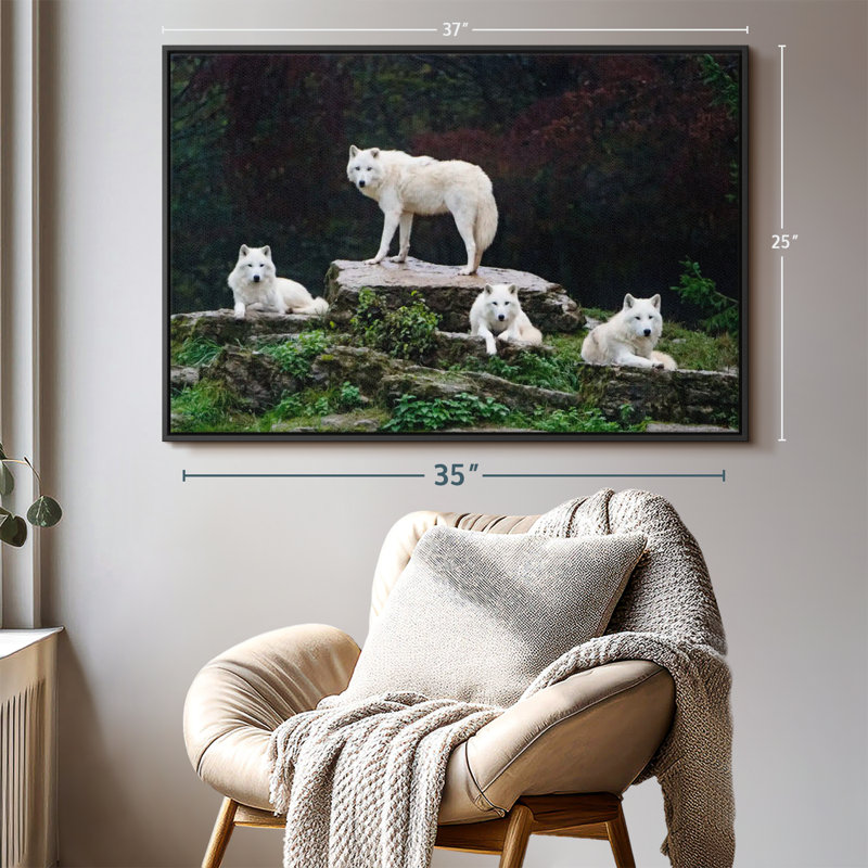 "Art loup arctique", H 25 po x l 37 po