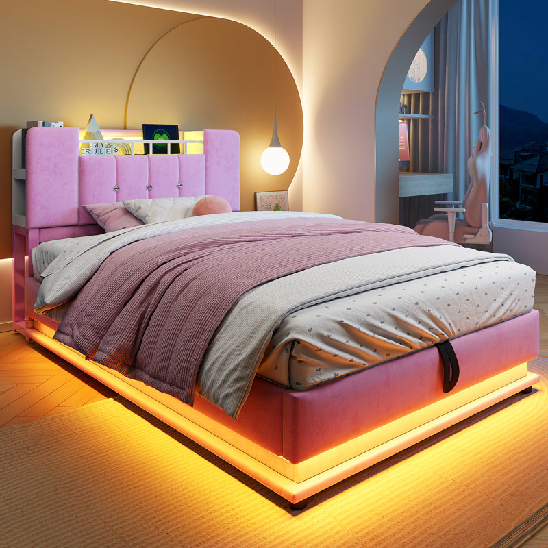 Ottoman Storage Bed, Pink