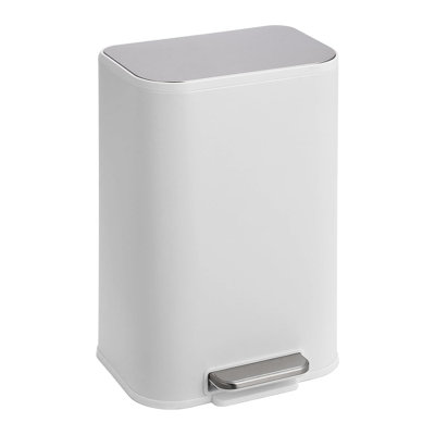 Bathroom Trash Can, 3.2 Gallon Stainless Steel Garbage Can with Lid, Rectangular Small Step Waste Bin with Foot Pedal & Removable Inner Bucket