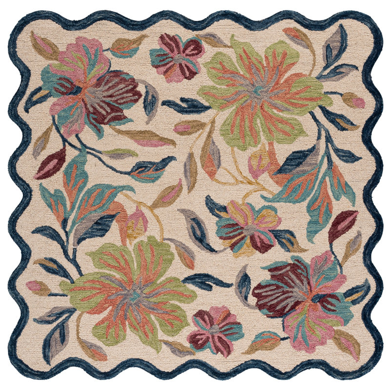 Jardin Hand Tufted Wool; Cotton Floral Indoor Rug, Square 6'