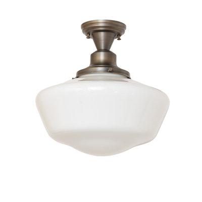 16" Wide Revival Schoolhouse W/Traditional Globe Flushmount