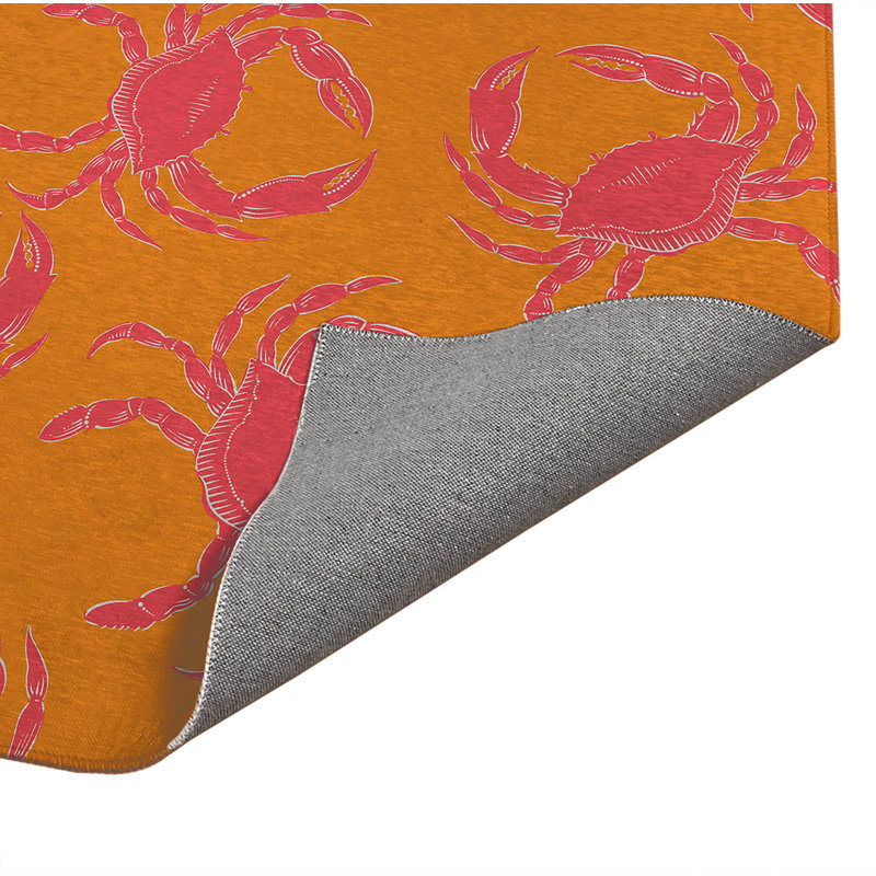 Tapis ultra-mince à profil bas Crabby, Rectangulaire 4 pi x 6 pi, Orange