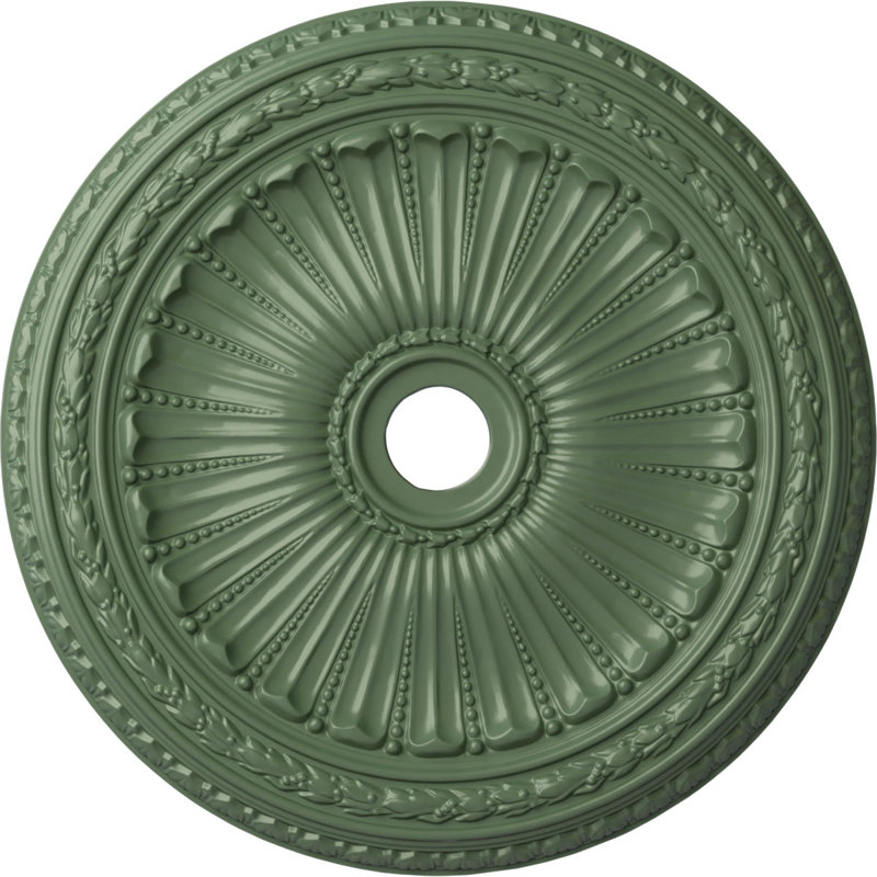 Endurathane Viceroy Ceiling Medallion, 35 1/8"OD x 4 7/8"ID x 2 1/2"P (Fits Canopies up to 4 7/8"), Hand-Painted Athenian Green Finish