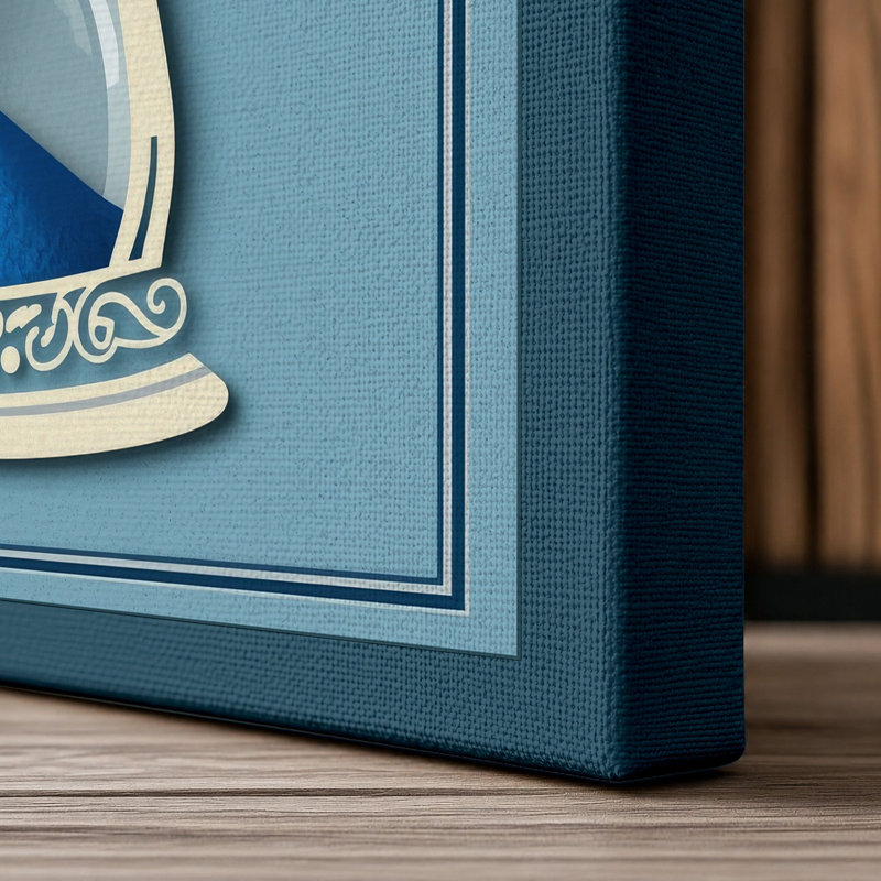 Ornate Hourglass Minimalist - Wrapped Canvas, 30x20 - 76.2 x 50.8 cm, Teal Border