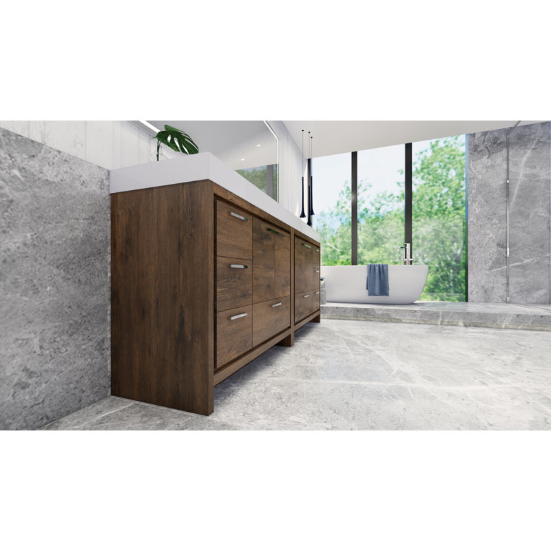 Ensemble de meuble-lavabo double 83 po Marche, Palissandre, Chrome