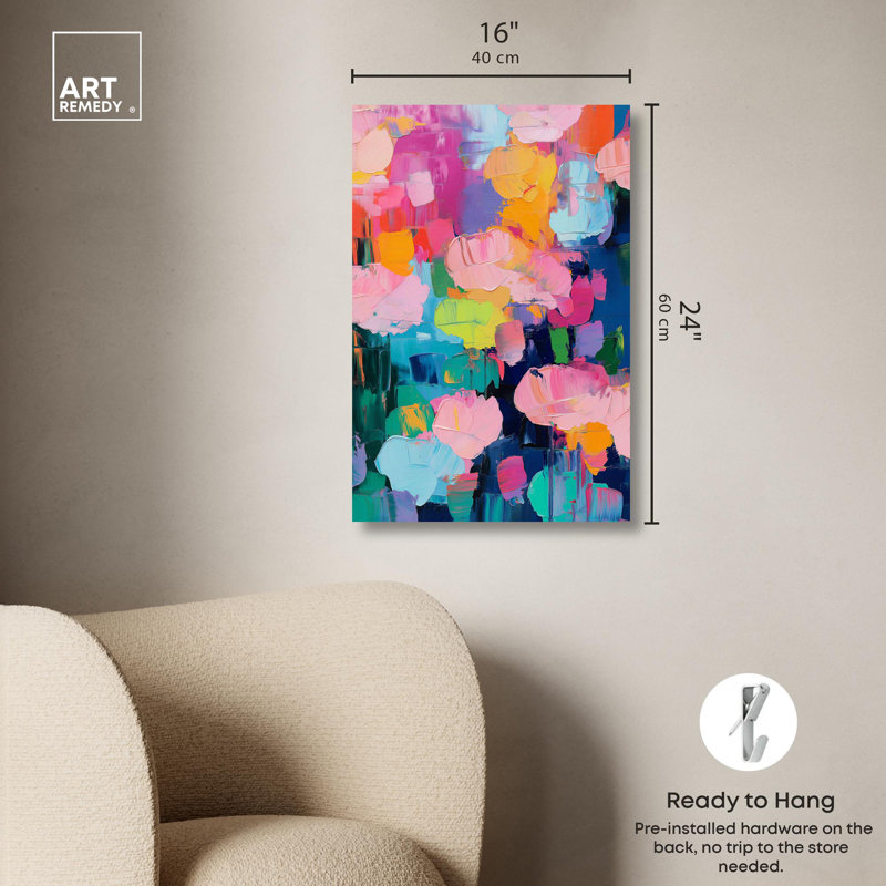 Vibrant Multicolor Abstract Canvas Art, 24" x 16"