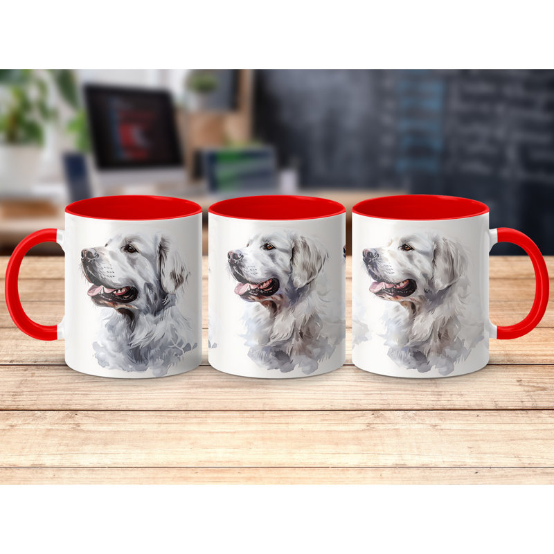 Artistic Golden Retriever Design 11oz Coffee Mug, Red, 3
