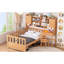 Lit simple en bois naturel avec configuration de production: bureau intégré, bibliothèque et chaise-205700575