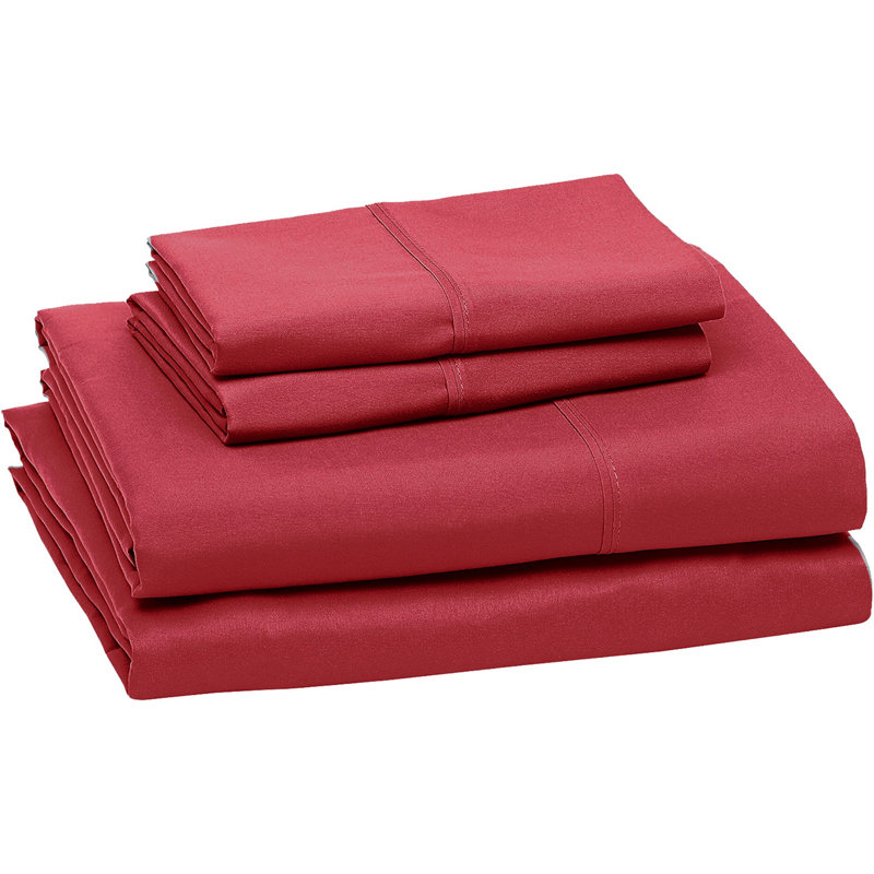 Ensemble de draps 100 % coton à fibres longues haut de gamme Milano à contexture de 1000 fils, Bourgogne