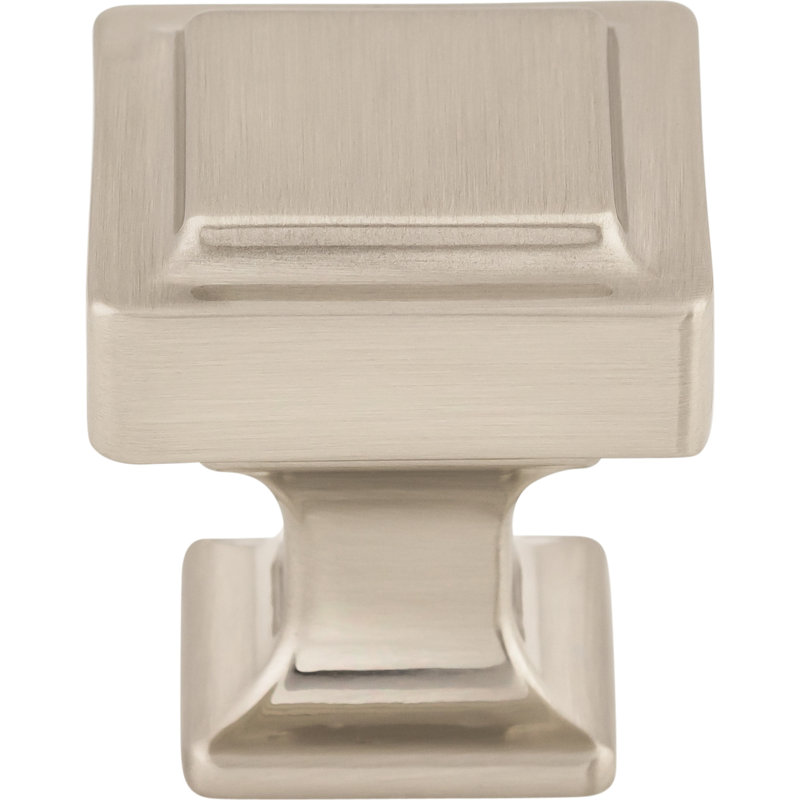 Ascendra 1 1/8" Length Square Knob, Brushed Satin Nickel, 1 1/8" Length