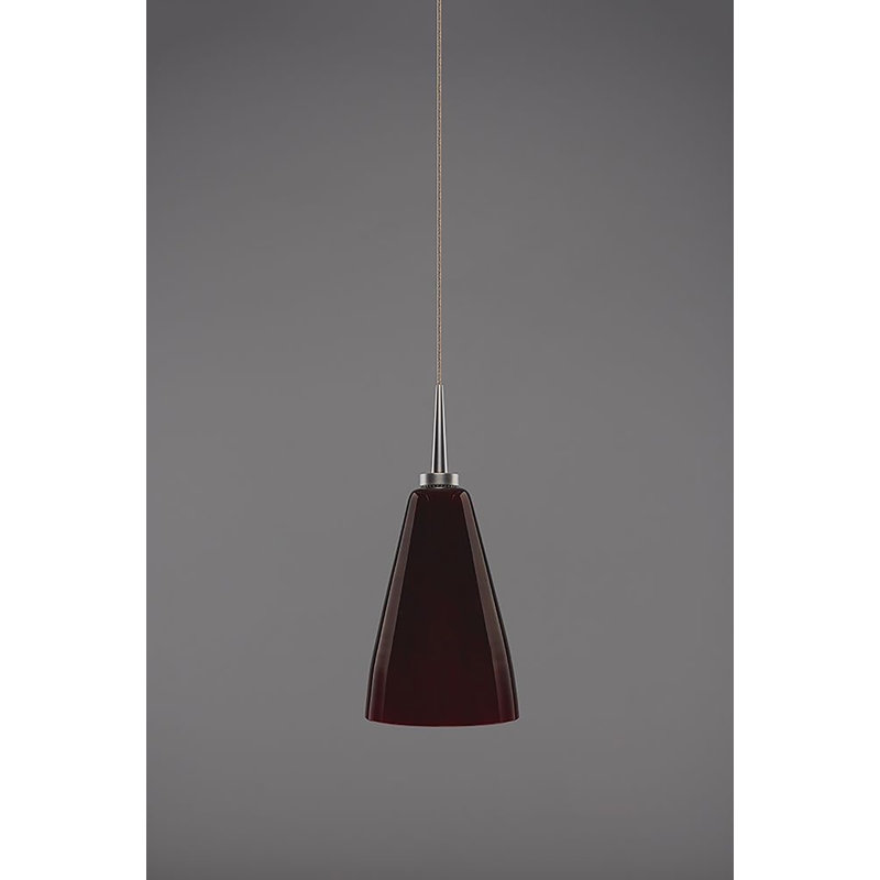 Zara Matte Chrome 1-Light Mini Pendant with Red Artisan Glass