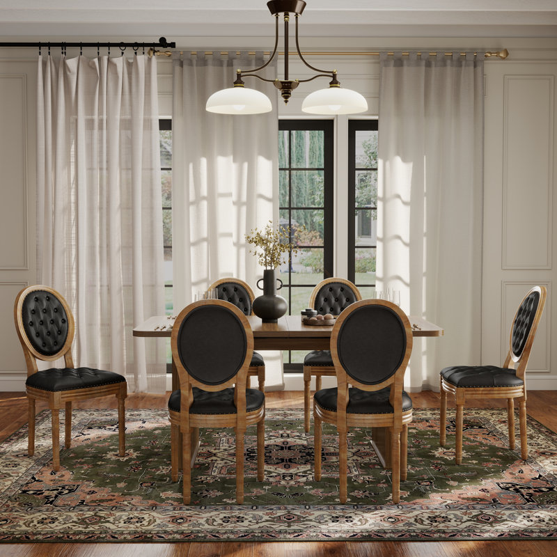 Ensemble de salle à manger Mid-Century, Noir, Table, 6 chaises