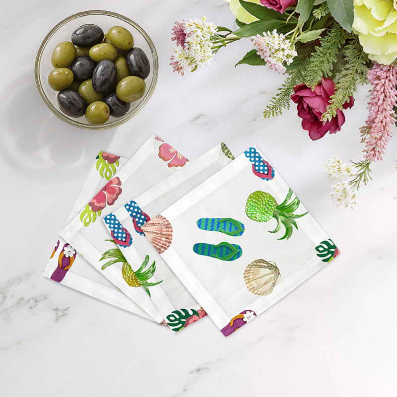 Hiver en serviettes de table en satin de coton en Floride, Blanc