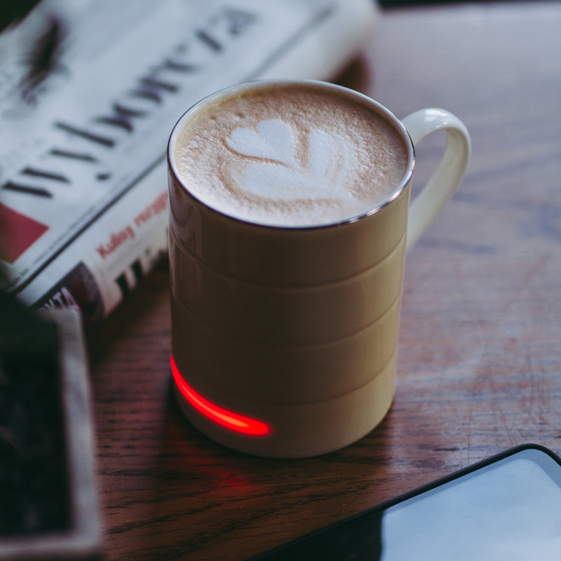 Tasse intelligente Glowstone - tasse à café et thé en porcelaine fine auto-chauffante, 12 oz, Pierre