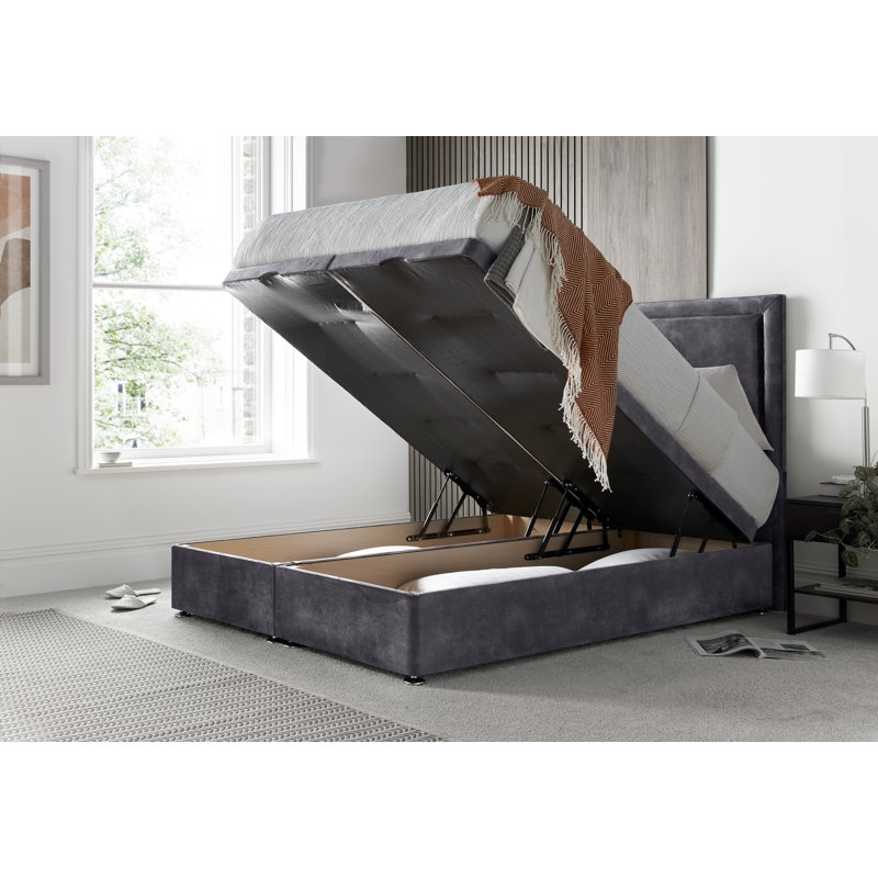 Regent Border Conistan Divan Ottoman with Floor Standing Headboard , Charcoal, Double (4'6)