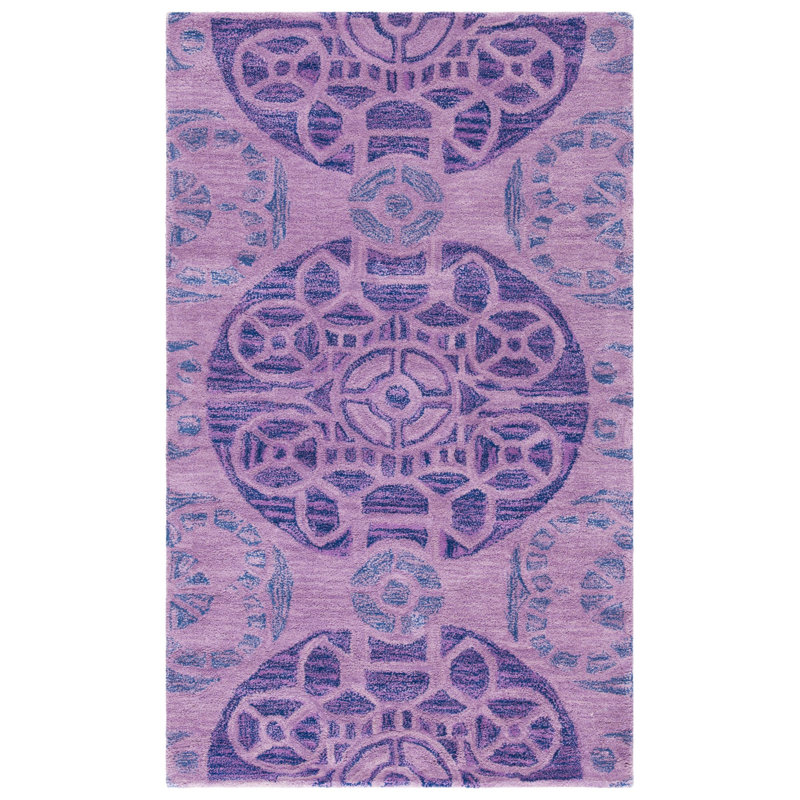 Tapis géométrique en laine / viscose touffeté à la main Kouerga, Rectangle 8 pi 9 po x 12 pi