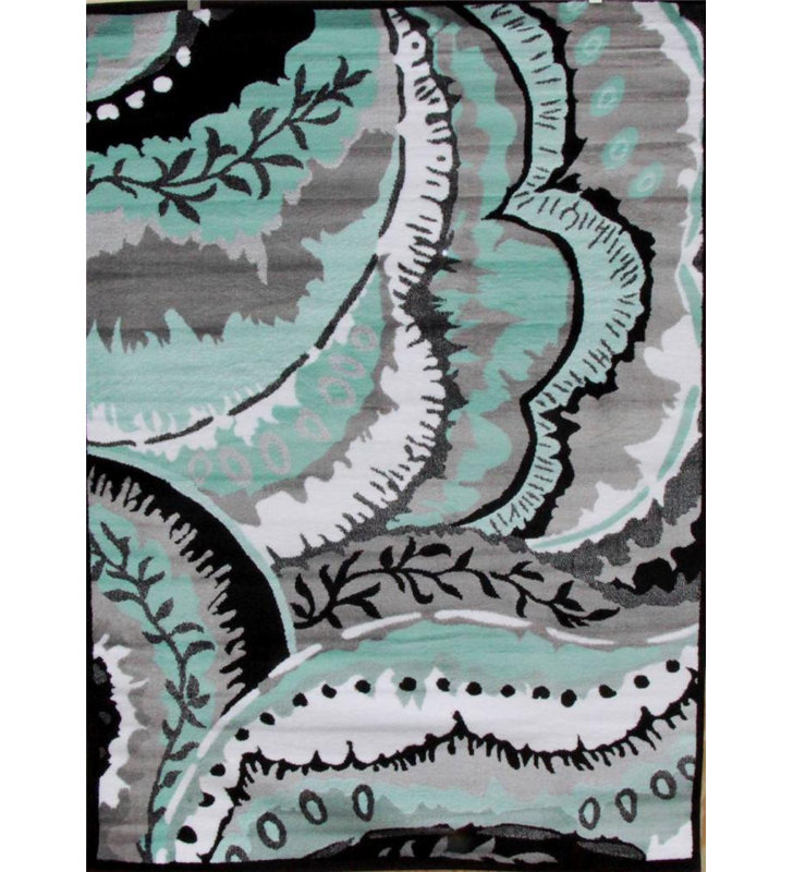 Tapis moderne vert de mer, 9'2" x 12'6"