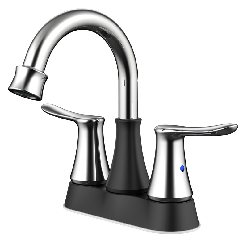 2-handle Bathroom Faucet with Drain Assembly, Chrome/Black