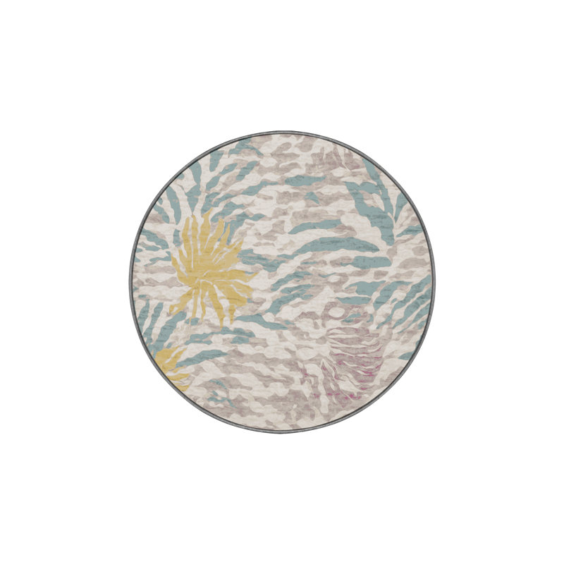 Machine Washable Gray Area Rug, Round 6'
