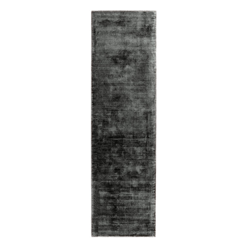 Doris Plain Silky Charcoal/Grey Rug, Runner 66 x 240cm