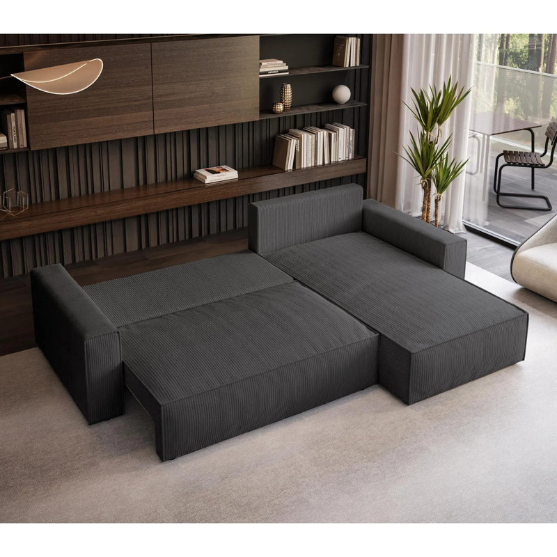Damionna 4 Seater Sofa Bed, Graphite, Right Hand Facing