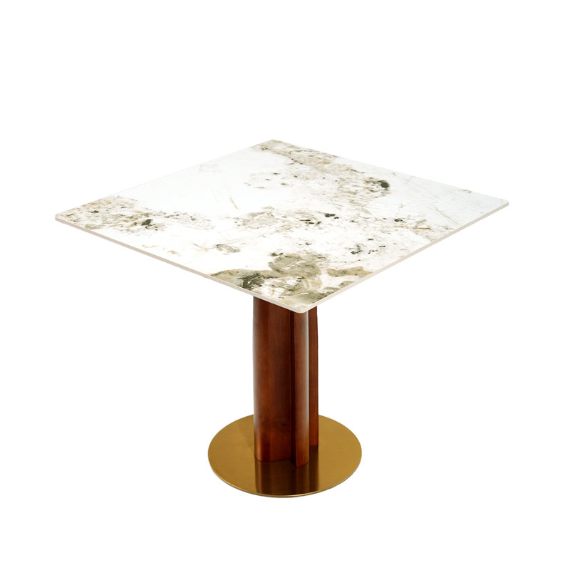 Square Dining Table, Sintered Stone Kitchen Table for Small Space, White