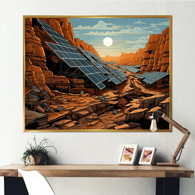 Orange Desert Solar Panels Field - Panneaux solaires, art mural