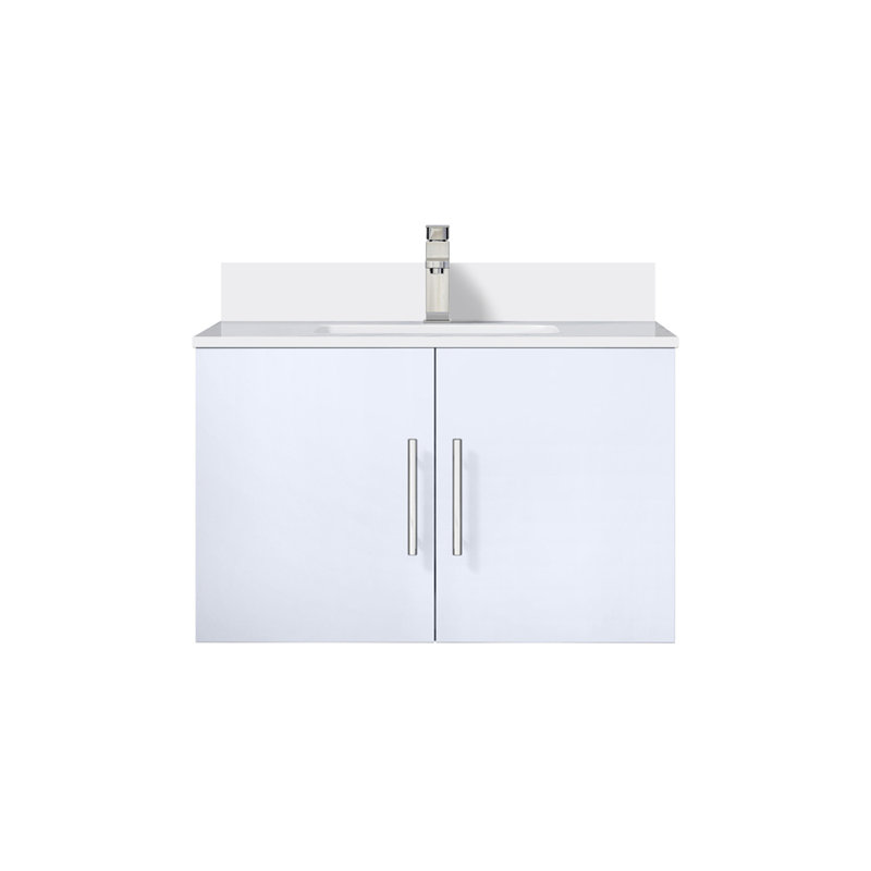 Meuble-lavabo blanc lustré 30 po X P 22 po D, plateau en marbre de culture et robinet