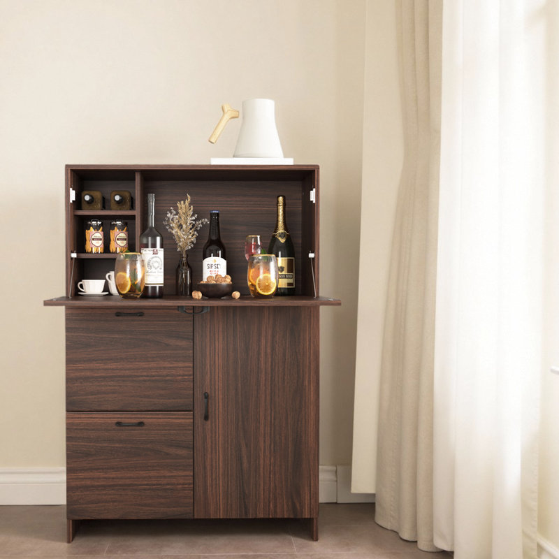 Armoire de bureau pliable 31,5 po - Solution de rangement en noyer