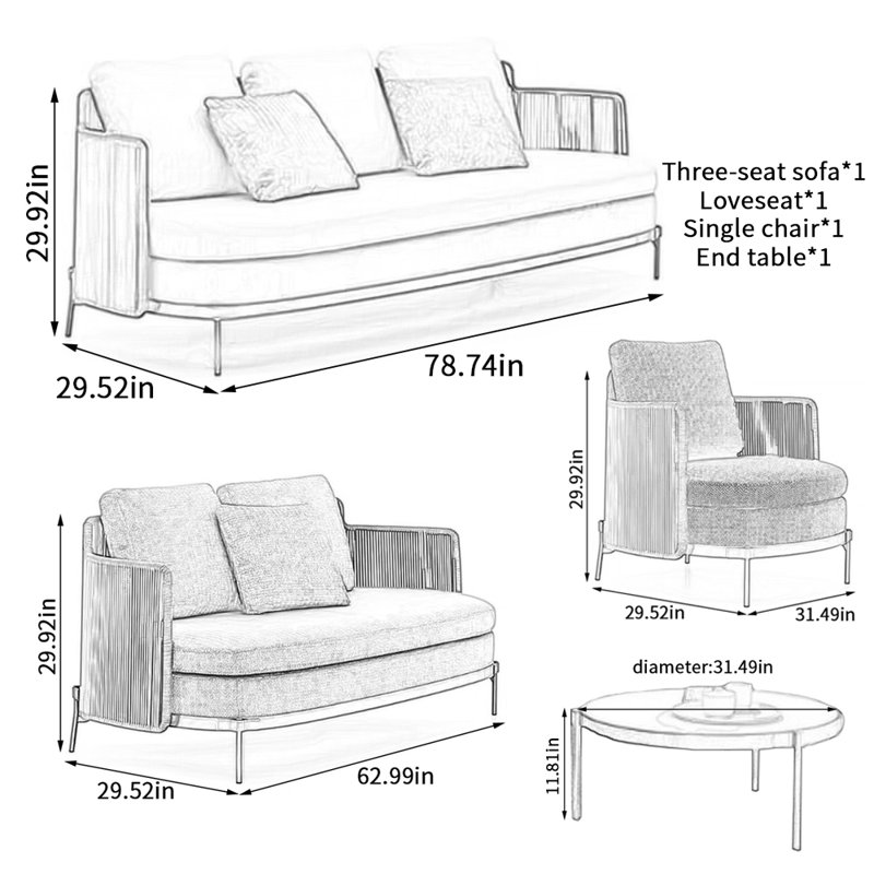Simple Leisure Waterproof Outdoor Sofa Sets