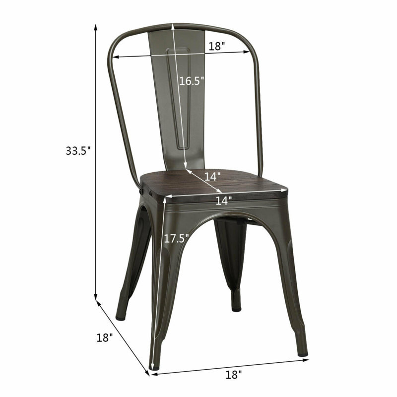 Ensemble de 4 chaises bistro empilables en bois Williston