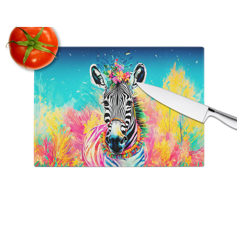 Hippie Animal Zebra Glass Cutting Board