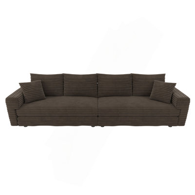 102.4 " Plush Corduroy 4-Seat Sofa,Modern Comfy Upholstered Sofa Cloud Couch,Deep Seat Couches with Soft Pillows,Convertible Deep Seat Sofa Lounge Chair for Apartment