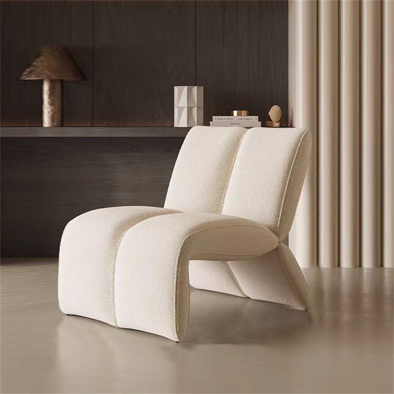33" Modern Sculptural Accent Chair, Curved Wave-Shaped Upholstered Lounge Chair, Contemporary Single Sofa Chair in Cream White for Living Room, Bedroom & Corner Nook
