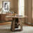 47.25" Retro Round Dining Table with MDF Tabletop and Bronze Metal Frame, Brushed Walnut Finish, Seats 4-6