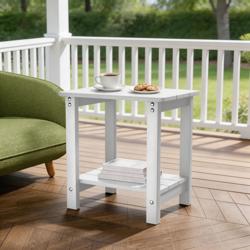 Table de bout d'extérieur à 2 niveaux Aliah HiPS Adirondack, Blanc