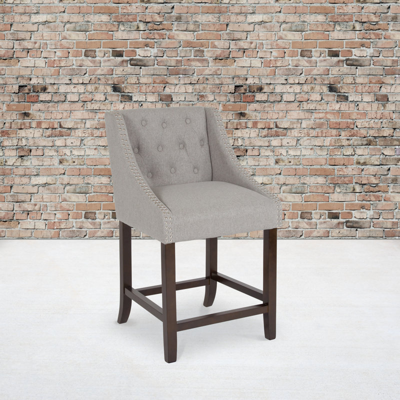 Tabouret de comptoir Ahseem, Gris pâle, Tabouret de comptoir (siège d'une hauteur de 24 p