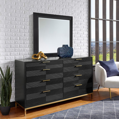 Commode double 8 tiroirs avec miroir Leshia