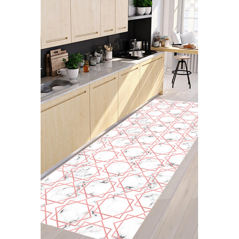 Raine Pink/White Indoor/Outdoor Rug, Runner 66 x 250cm