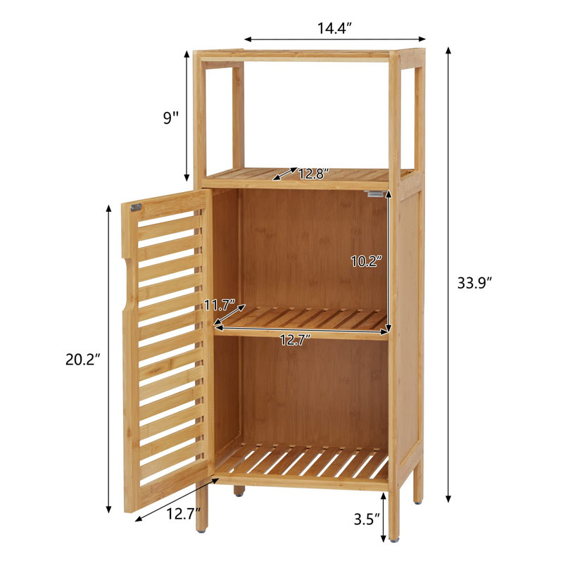 14.4'' W X 33.9'' H X 12.8'' D Bamboo 1-Door Storage Cabinet
