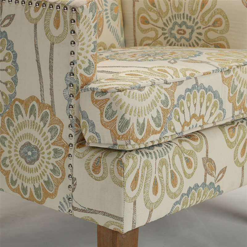 Fauteuil de 29,75 po Brodus, Mélange de lin beige / jaune