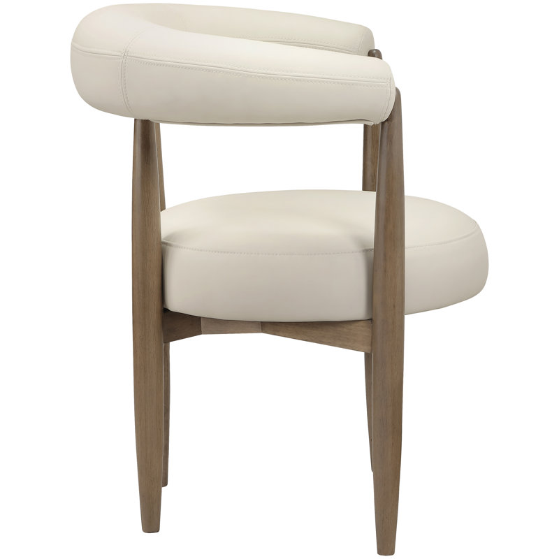 Chaise rembourrée en cuir végétalien beige Sable, Cuir végétalien beige, Brun