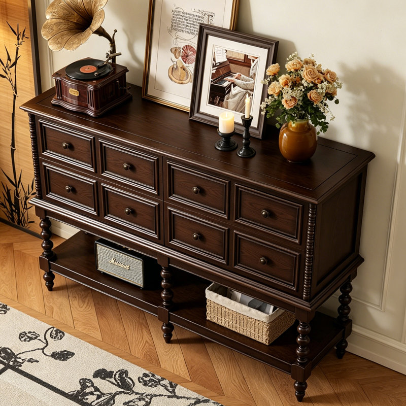 Console américaine de style américain, H 39,4 po x l 70,9 po x P 15,7 po, Marron foncé