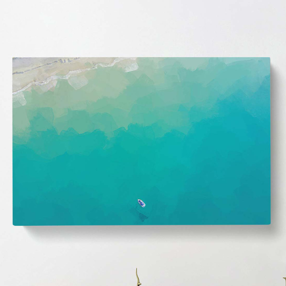 Boat in the Ocean in New Zealand in Abstract - Wrapped Canvas